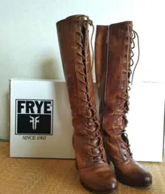 FRYE ブラウン レースアップ ロングブーツ　サイズ8.5のサムネイル