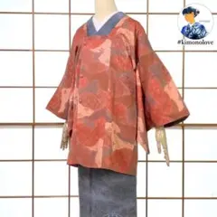 和装コート 道行 正絹 膨れ織 古典柄 薄茶 着物【未使用品】A-2152