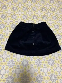 プティマイン コーデュロイ スカパン スカート ショートパンツ ネイビー ボタン