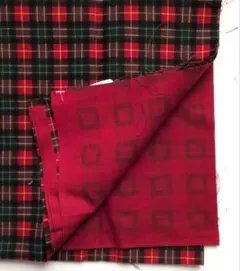 【新品未使用】 リバーシブルチェック柄生地 はぎれ