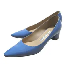 PELLICO エナメル　チャンキーヒールパンプス　ブルー　22.5cmのサムネイル