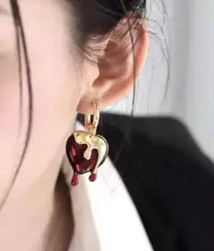 とろけるハートピアス フープピアス ゴールド