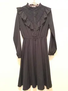 ハニーズ フリル付きブラックワンピース レース 地雷 量産型 ガーリー ゴスロリ