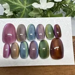 ハンドメイド ネイルチップ マグネット カラフル シンプル