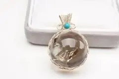 虹入り茶水晶 レインボースモーキークォーツ　20mm　丸玉 ペンダントトップ