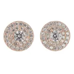 063レディースキュービックジルコニア CZ サークル ピンクゴールド　ピアス