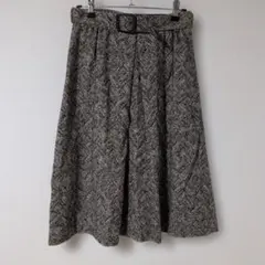 BALLSEY【38】膝丈　フレア　スカート　ベルトあり　ブラウン