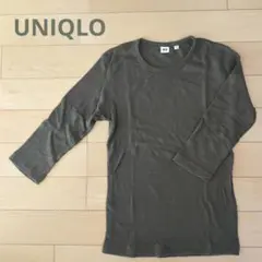 ユニクロ　ワッフルＴ　グリーン系