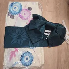 花柄浴衣・帯セット（青・紫）
