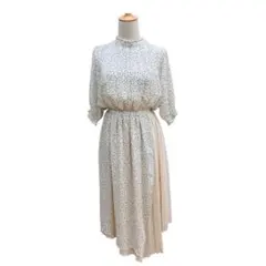 グレイル GRL ドット柄 スタンドカラー ロング ワンピース L 白 水玉