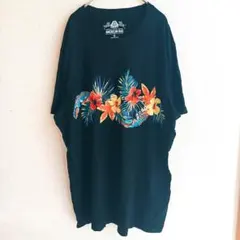 アメリカンラグシー 半袖Tシャツ クルーネック 半袖 ボタニカル XL 黒 綿