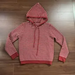SHEIN ボーダー柄 ニットパーカー レッド×ホワイト Mサイズ