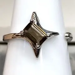 J460-32スモーキークォーツ星リングsvコーティングフリーサイズ