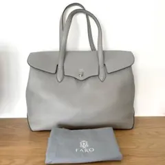 【FARO】 フラップトートバッグ グレー 本革