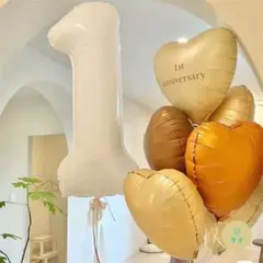 ▽くすみ バルーン ベージュー 1 数字 誕生日 記念日 ナンバー バースディ0