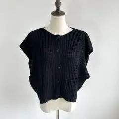 サマンサモスモス/F/黒/透かし編みニットベスト/2way/フレンチスリーブのサムネイル