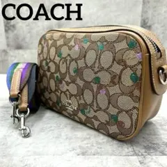 未使用級 コーチ シグネチャー チェリー カメラバッグ ショルダーバッグ 総柄