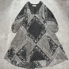 希少✨】カミラ カーディガン ノーカラー ドルマン 総柄 ビッグサイズ 