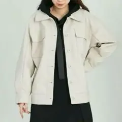 1637 マジェスティックレゴン フェイクレザーオーバーブルゾン S アイボリー