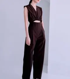 Le Ciel Bleu ダークパープルブラウン カットアウト ジャンプスーツ
