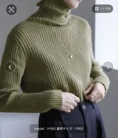 select MOCA タートルネックニット グリーン FREEサイズ