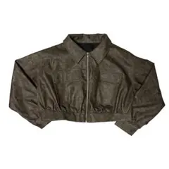 y2k 00s ヴィンテージ風 フェイクレザー ショート丈 ブルゾン ジャケット