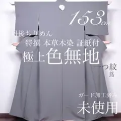 逸品◇未使用!正絹◯極上!特撰本草木染色無地153cm一つ紋(蔦)袷 錫色