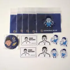 3coins サッカー日本代表 遠藤航 ステッカー ジップバッグ 缶バッジ