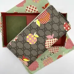 未使用級 GUCCI グッチ レポム 長財布 ラウンドファスナー GG りんご