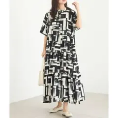 LAVEANGE ラビアンジェ　幾何学模様ワンピース　M