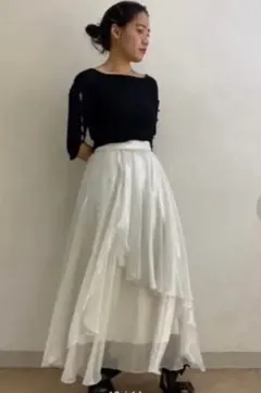 furfur スカート　ティアード　スカート　ロングスカート　白　フレアスカート