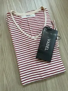 ★VADEL draping-V ボーダーtee 生成り×赤★wjk tmtのサムネイル