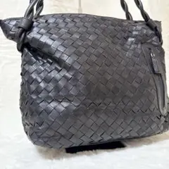 ポニーレザー y2k 編み込み トートバッグ メッシュ レザー ブラック