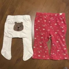 GAP 70cm くまタイツと花柄ズボンセット