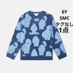 新品　SMC モンスター総柄 クルーネックスウェット ブルー　6Y 裏起毛