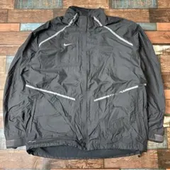 ビンテージ　古着　NIKE ナイキ　刺繍スウッシュロゴ　ナイロンジャケット　黒