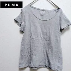 PUMA プーマ 半袖 Tシャツ M グレー ワンポイント レディース