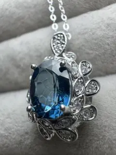 ロンドンブルートパーズ オーバルカット シルバー925 ネックレス