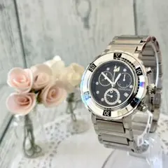 【希少】Swarovski スワロフスキー 腕時計 黒 オクテア クロノ SS