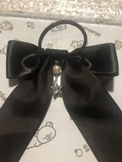 ブラックリボンヘアゴム 星チャーム付き