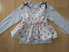♡petitmain♡チェリー柄チュニック+長袖♡130♡定価7900円♡