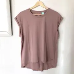 ヨガフィッネスジョギング用トップスパウダーピンク　Ｍ〜Ｌサイズspout#131