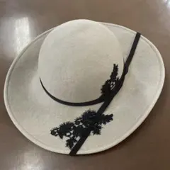 新品　チカザワ　帽子　レース付き　タグ付き　日本製　毛100%