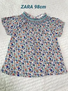 zara 花柄ギャザー　半袖　トップス