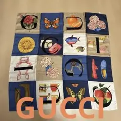 美品】GUCCI スカーフ アルファベット マルチカラー 大判 シルク100