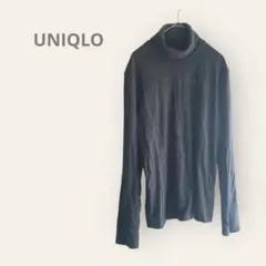 ユニクロ　【M】 ヒートテック　タートルニット　アクリル混紡　ダークグレー