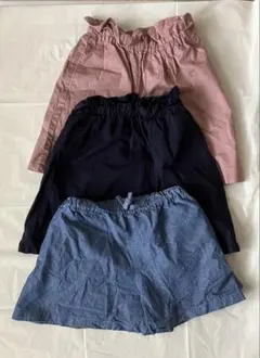 最終値下げ！ユニクロ　ショートパンツ＆スカート　3枚組　130㎝