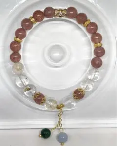 サービス品　ストロベリークォーツ　ブレスレット　7.8ミリ　水晶8ミリ　天然石