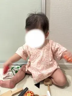 ピンク 花柄 甚平 ロンパース　80cm