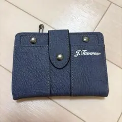 J.Taverner 二つ折り財布 ブルー ミニウォレット 男女兼用 レザー調のサムネイル